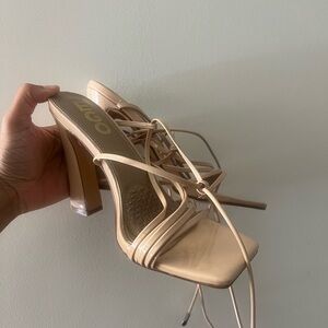 Ego Official Chunky Lace up Nude Heeled Sandal